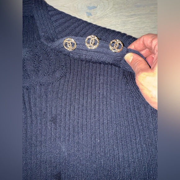 CHANEL Navy Ribbed Knit Dress - Picture 5 of 8